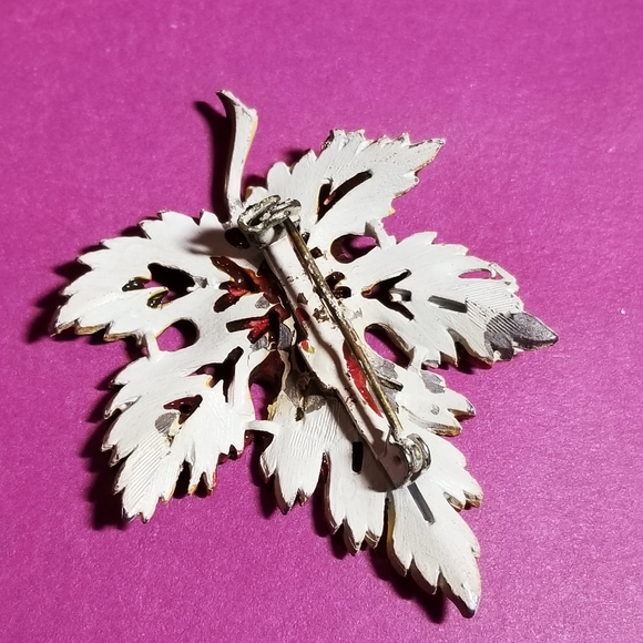 Relisted -Vintage fall leaf brooch pin orange yellow brown tree nature fairycore - Picture 10 of 11